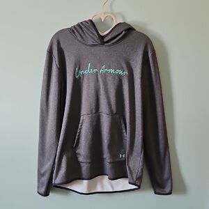 Under Armour Charcoal Hoodie with Teal Logo